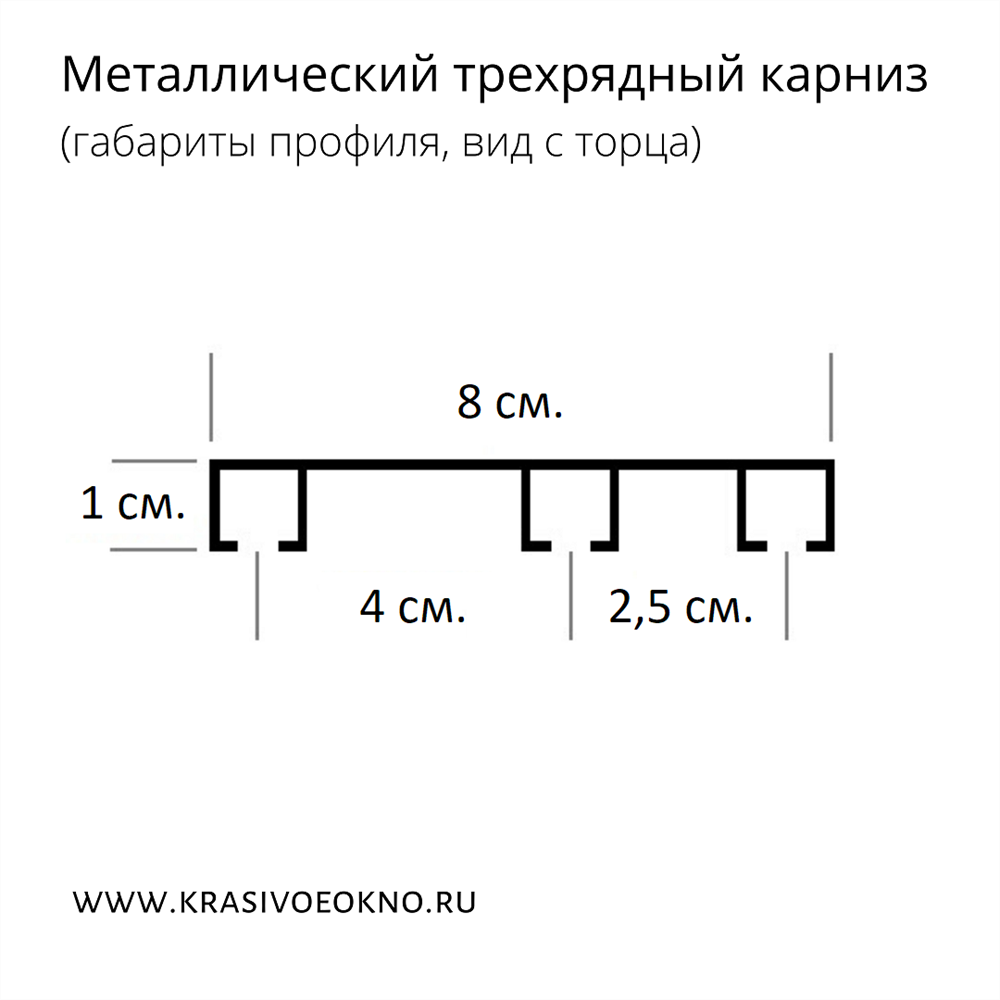 Карниз для штор трехрядный с роликовыми крючками - подъем на этаж  бесплатно! Интернет-магазин КРАСИВОЕ ОКНО