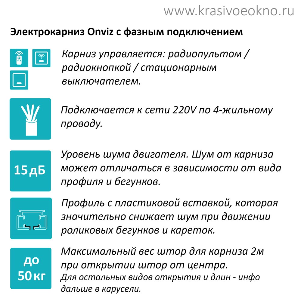 Электрокарниз для штор Onviz, умный дом - интернет-магазин КРАСИВОЕ ОКНО