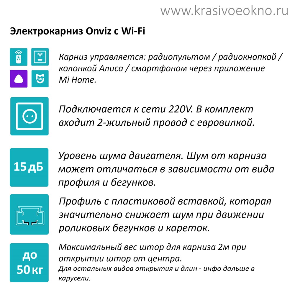 Умный карниз для штор Onviz с Алисой - интернет-магазин КРАСИВОЕ ОКНО